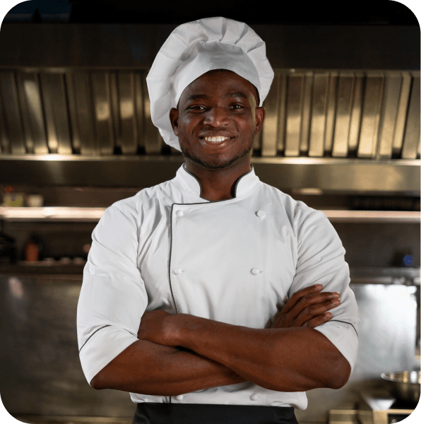 African vendor serving authentic meals and groceries